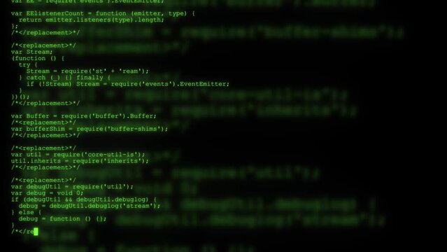Illustrative animation of green matrix code background