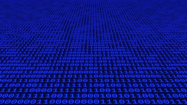 Illustrative animation of blue matrix code background