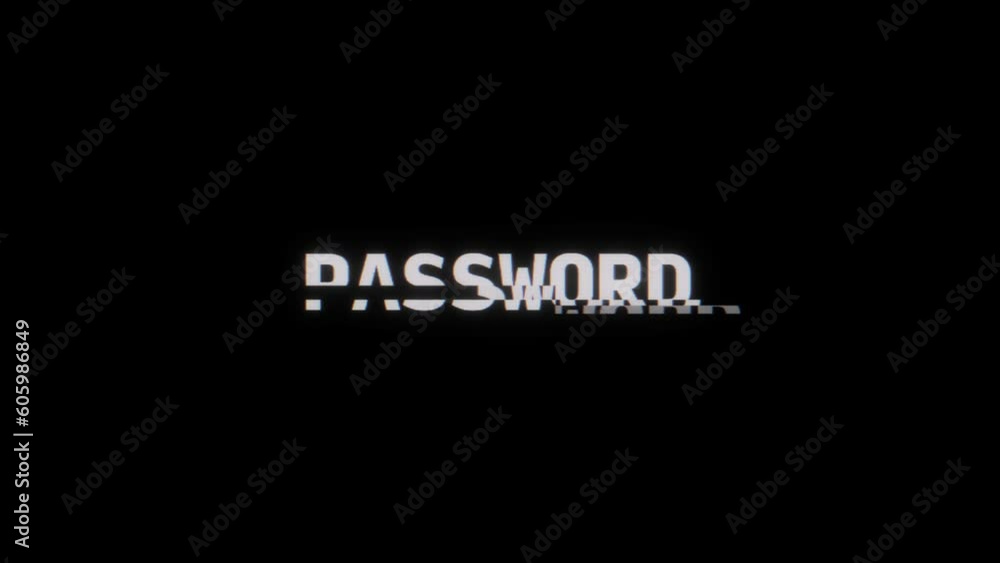 Aufkleber animation of the word password on black background with a glitched effect