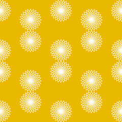 Fototapeta premium seamless white colored geometric flowers on yellow background