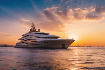 Obraz na płótnie Canvas cruise ship in the sunset