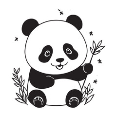 Obraz premium A cute Panda Clipart, Panda clipart vector illustration