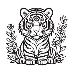 this is a tiger clipart, tiger vector illustration, tiger silhouette
