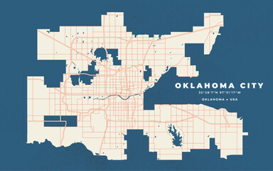 Oklahoma City map vector poster flyer