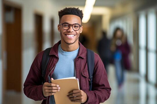 University Student Portrait in Campus. Generative AI
