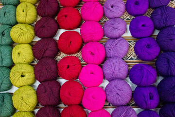 Peruvian traditional Incan balls of wool with natural dyes, multi-colored, multi-coloured, Sacred...