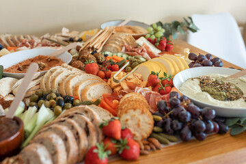 Delicious gourmet food setup of snacks for party. Creative food setup, catering service