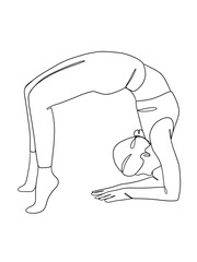 Continuous one line drawing of yoga woman poses. Vector illustration.