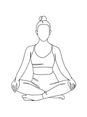 Continuous one line drawing of yoga woman poses. Vector illustration.