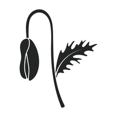 Poppy flower vector black icon. Vector illustration poppy red on white background. Isolated black illustration icon of red elower.