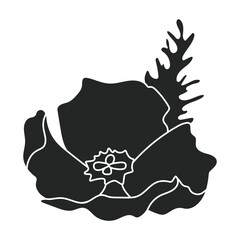 Poppy flower vector black icon. Vector illustration poppy red on white background. Isolated black illustration icon of red elower.