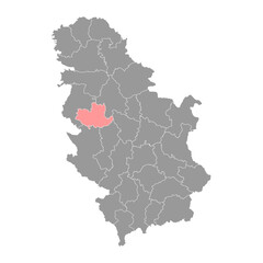 Kolubara district map, administrative district of Serbia. Vector illustration.