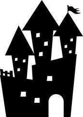 horror castle house halloween decoration element black silhouette