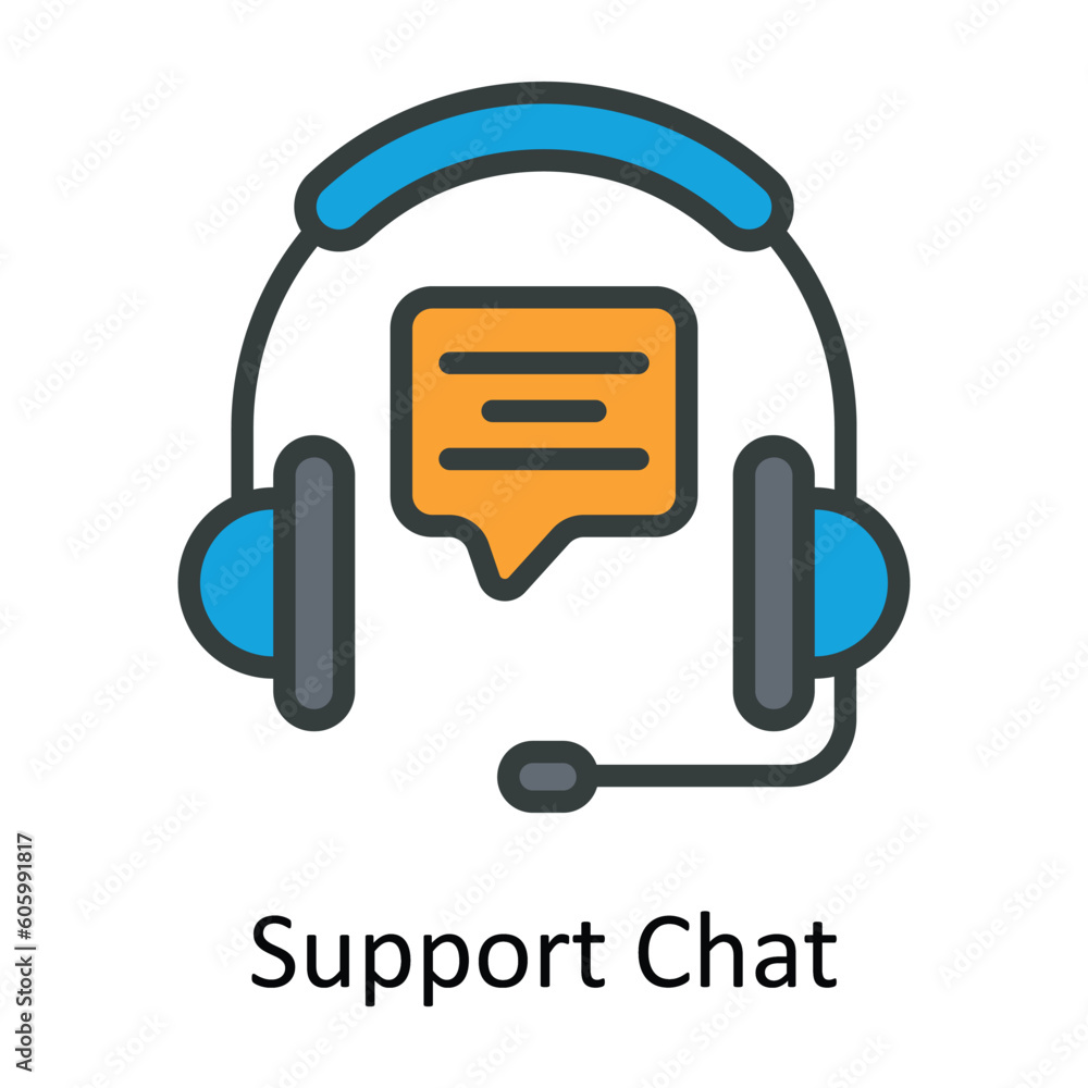 Poster support chat vector fill outline icon design illustration. seo and web symbol on white background ep