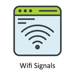 Wifi Signals Vector Fill outline Icon Design illustration. Seo and web Symbol on White background EPS 10 File