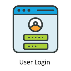 User Login  Vector Fill outline Icon Design illustration. Seo and web Symbol on White background EPS 10 File