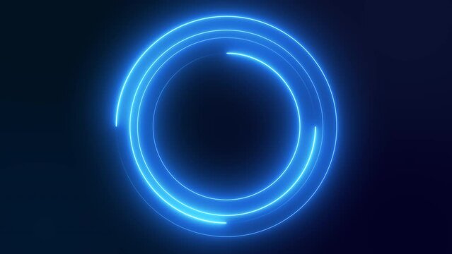 Bright blue glowing circular frame on black background