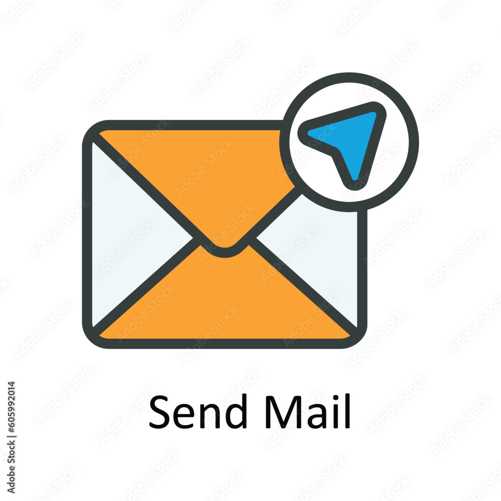 Poster send mail vector fill outline icon design illustration. seo and web symbol on white background eps 1