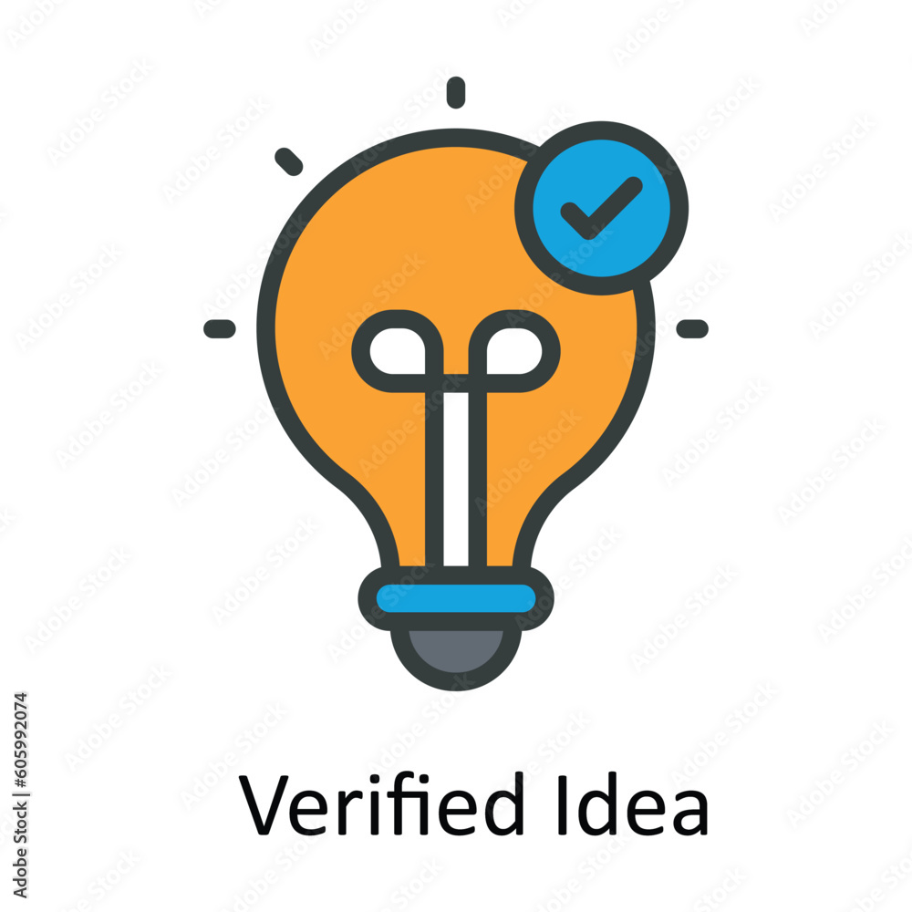 Poster Verified Idea Vector Fill outline Icon Design illustration. Seo and web Symbol on White background EPS 10 File