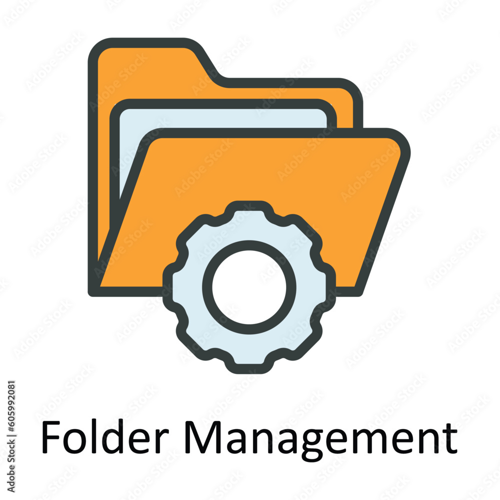 Poster folder management vector fill outline icon design illustration. seo and web symbol on white backgrou