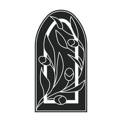 Glass vector black icon. Vector illustration glass window on white background. Isolated black illustration icon of window church.