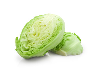 Fresh halved cabbage vegetable isolated on white background