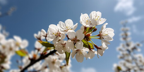 Kirschblüten mit blauen Himmel Hintergrund mit KI erstellt 