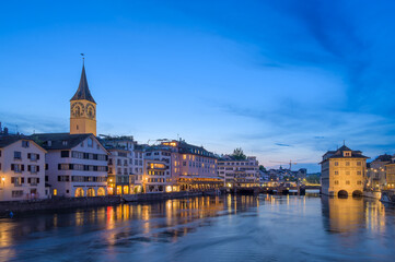 Obraz premium View Zurich at Dusk, Switzerland
