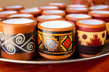 Incan Coca tea cups, Cusco, Peru 