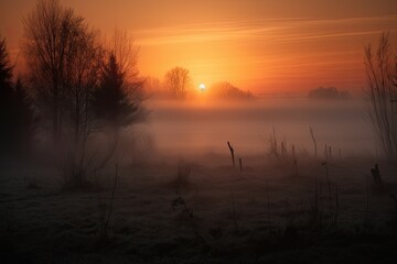 Fototapeta premium Sunset in the fog