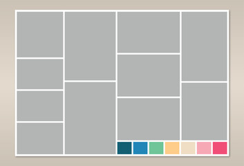 Summer photo collage moodboard template with pastel colors