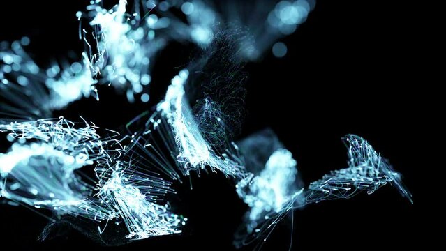 Colorful abstract stylish particle and plexus system on dark background. For a festive New Year's atmosphere. Suitable for the appearance of text, logo or other graphic design
