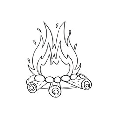 Hand Drawn Campfire Icon Vector Design.