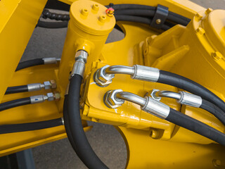 many hydraulics hoses on a machine