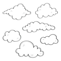 Hand Drawn Cloud Icon Set Vector Design.