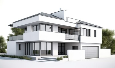 Contemporary home design on isolated white background Creating using generative AI tools