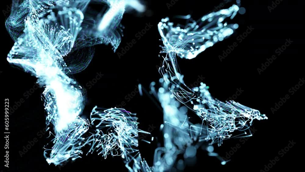 Poster colorful abstract stylish particle and plexus system on dark background. for a festive new year's at