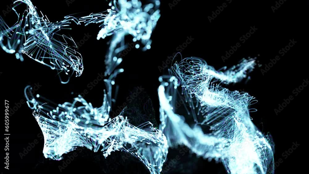 Poster colorful abstract stylish particle and plexus system on dark background. for a festive new year's at