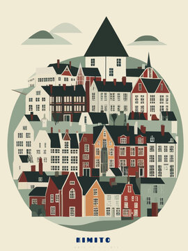Kimito: Beautiful vintage-styled poster of with a city and the name Kimito in Varsinais-Suomi