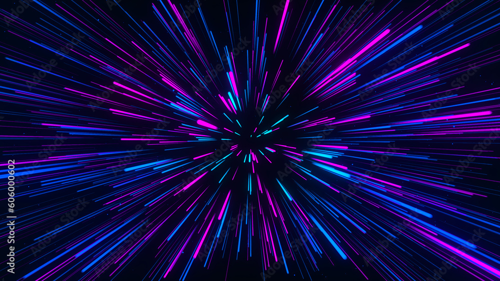Poster abstract geometric background of radial lines. dataflow tunnel. explosive star. movement effect. glo