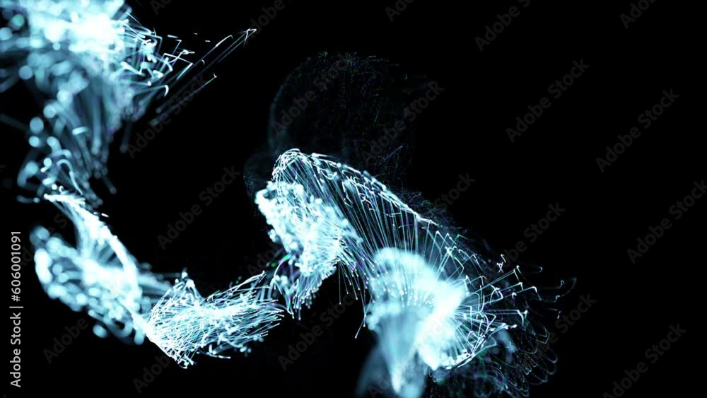 Poster colorful abstract stylish particle and plexus system on dark background. for a festive new year's at