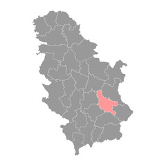 Nisava district map, administrative district of Serbia. Vector illustration.