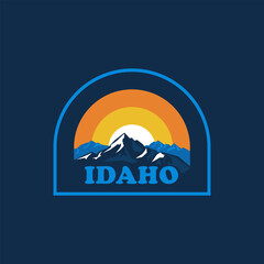 Fototapeta na wymiar Idaho sticker vintage logo vector concept, icon, element, and template for company. Travel, explore, adventure logo.