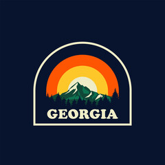 Georgia sun vintage logo vector concept, icon, element, and template for company. Travel, explore, adventure logo. - obrazy, fototapety, plakaty