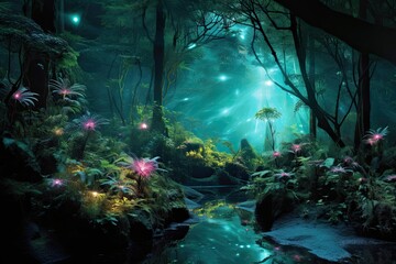 Ethereal Twilight: Surrender to the Bioluminescent Forest's Radiant Spell