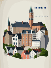 Kokemäki: Beautiful vintage-styled poster of with a city and the name Kokemäki in Satakunta