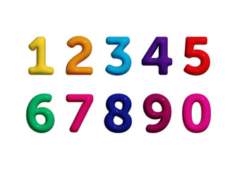 set of numbers, colorful 3d effect png