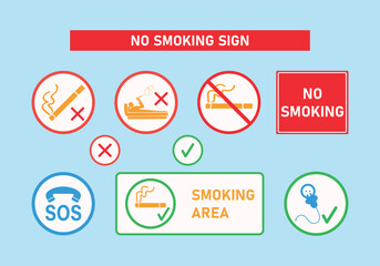 Info about smoking, no smoking signs vector