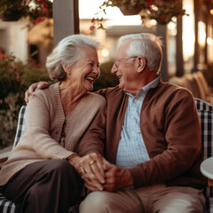 Radiant portrait of a happy elderly couple.