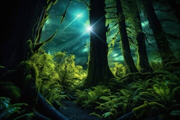 Twilight Reverie: Enchanted by the Bioluminescent Forest's Glow